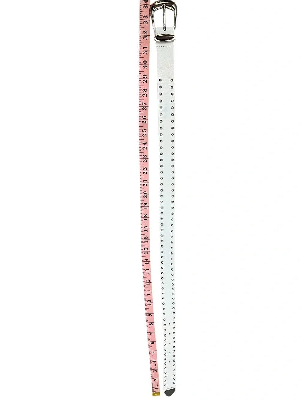 IRO White Leather Stud Belt with Silver Buckle